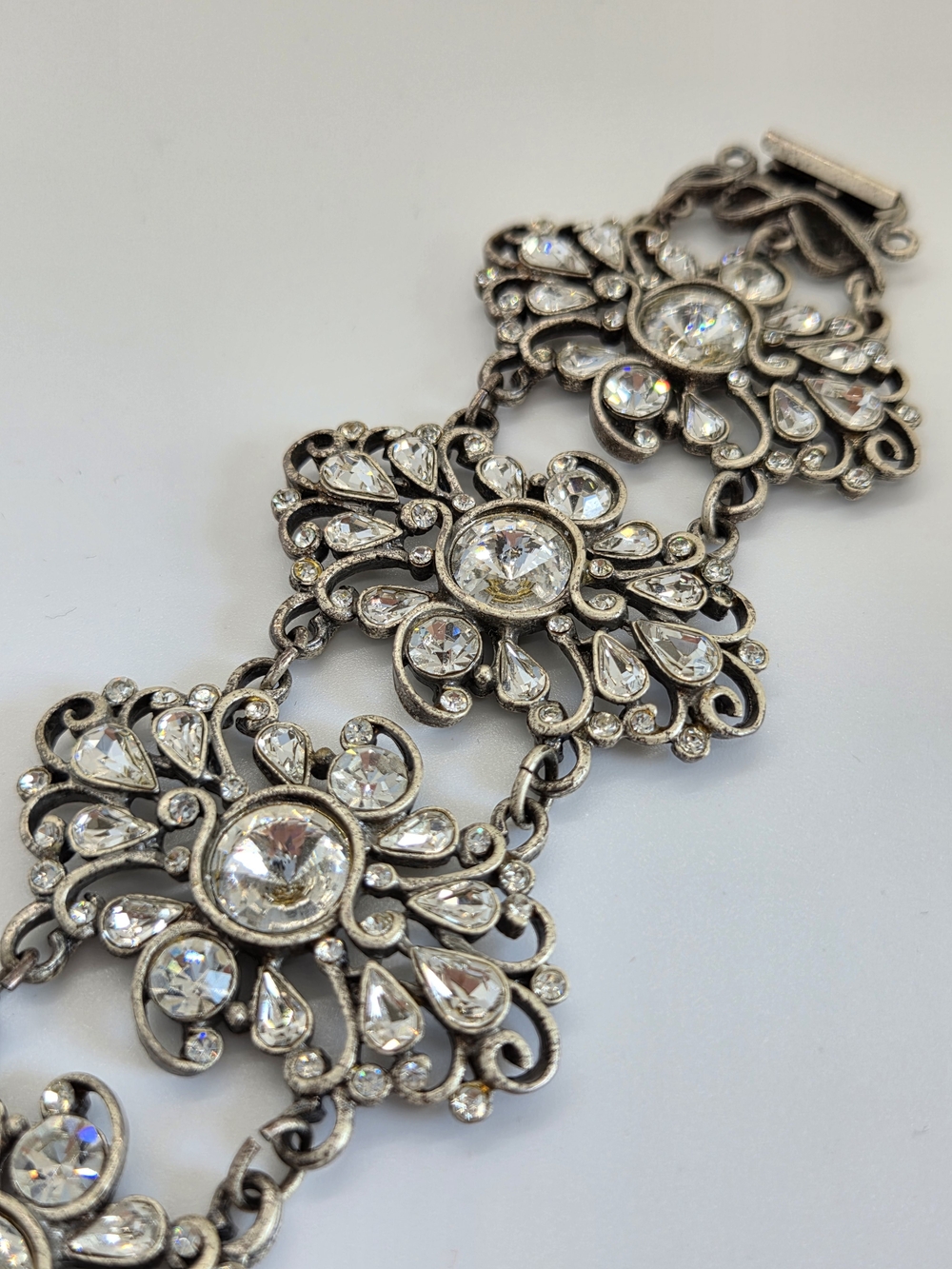 Vintage, Sweet Romance Swarvoski Crystal Floral Link Bracelet
